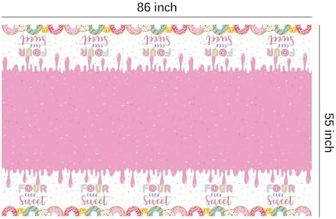 Four Ever Sweet Birthday Tablecloth Set for 4th Birthday 3 Pack 55x86in