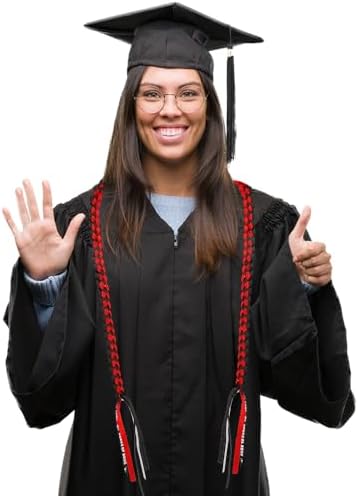 2025 Graduation Leis Red Black Double Braided Cord