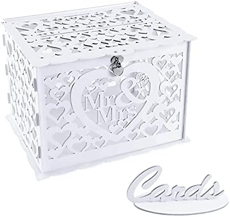 Ywlake Wedding Card Box Holder with Sign Mr Mrs Style