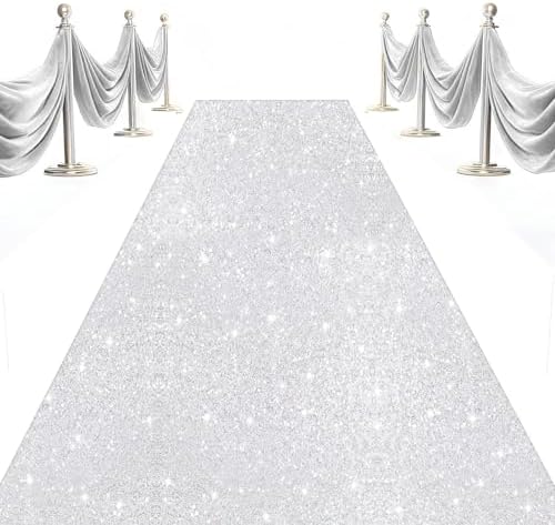 Silver Sequin Aisle Runner 4x20FT for Wedding