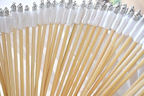 Kingsnow 100 Pieces Wedding Ribbon Wands with Silver Bell