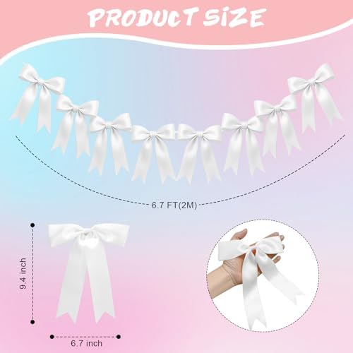 2 Strings 16PCS White Bow Garland Decorations for Events