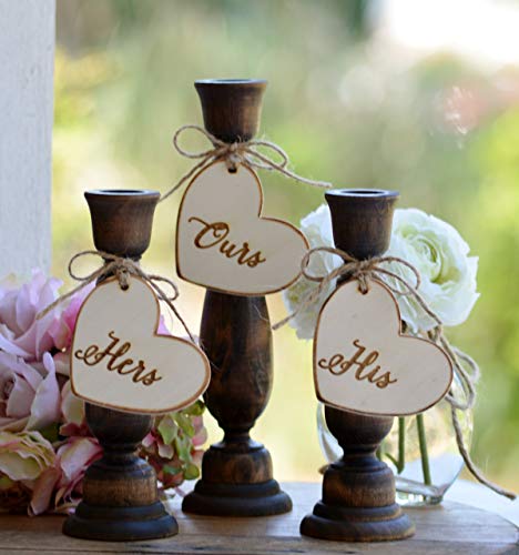 Rustic Unity Candle Set of 3 Wedding Ceremony Decor Holders