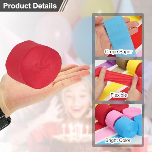PATIKIL Crepe Paper Streamers 8 Rolls 656ft Peach