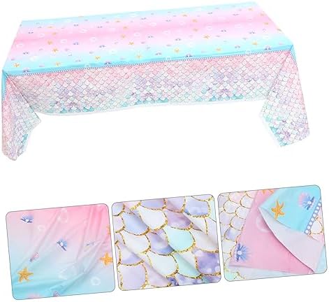 OFFSCH Mermaid Theme Tablecloth for Birthday Parties