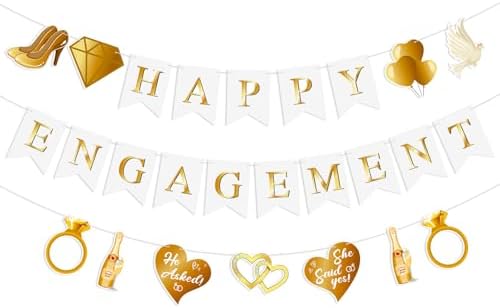 Happy Engagement Banner Set for Bride to Be Decor