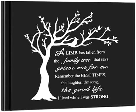 Black Heart Tree Funeral Guest Book 82 Pages