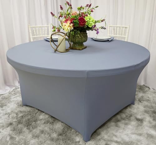 Wholesale 5 Ft Round Spandex Stretch Table Cover - Dusty Blue