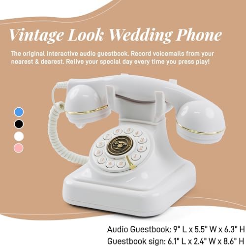 RetroVox Audio Guest Book Wedding Phone Guestbook with Voicemail
