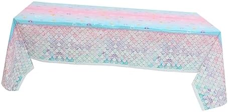 OFFSCH Mermaid Theme Tablecloth for Birthday Parties