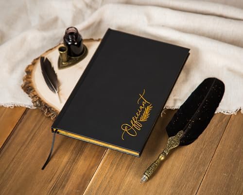 Wedding Officiant Book - Modern Minimalist Black Hardcover with Gold Embossed Design