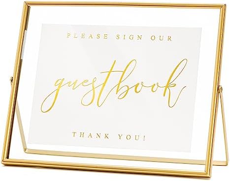 Calculs Gold Floating Picture Frame Wedding Guest Book