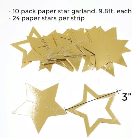 10 Pack Glitter Star Garland for Party Decorations