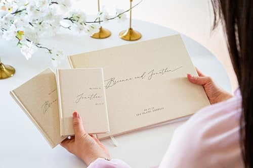 Modern Album Designs Personalized Wedding Book Set - Cream