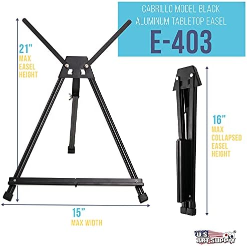 US Art Supply Pack of 6 Adjustable Metal Easels