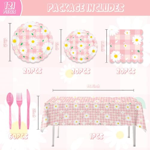 121Pcs Daisy Birthday Party Decorations Set