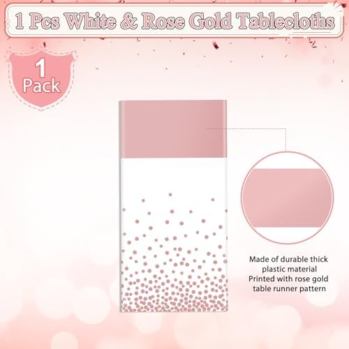 1Pcs White and Rose Gold Tablecloth Party Decorations