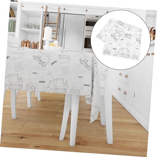 HOMSFOU Construction Theme Birthday Tablecloth for Boys and Girls