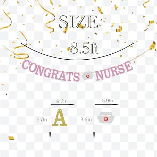 Pink Glitter Congrats Nurse Banner 3x5