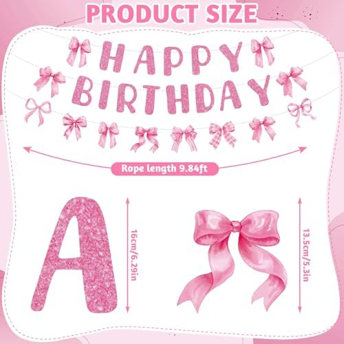 Pink Bow Birthday Party Decorations Set
