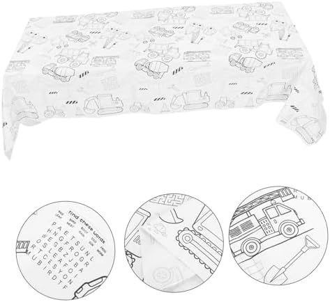 Birthday Tablecloth for Boys and Girls Engineering Vehicle Theme