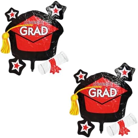 Soochat Graduation Cap Balloons 2Pcs Red