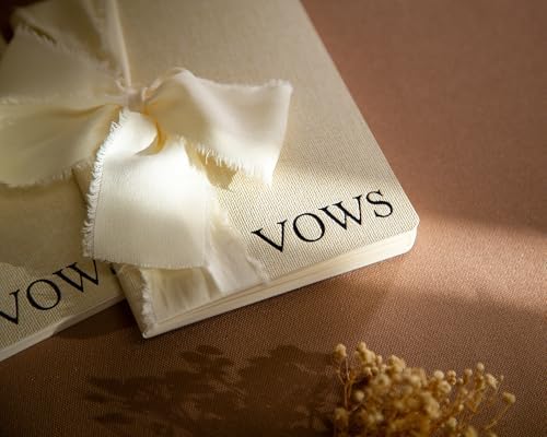 Cream Embossed Slim Vow Books with Ribbon Set of 2
