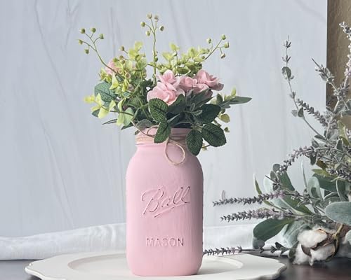 Set of 5 Painted Mason Jars Rustic Centerpieces for Weddings and Events