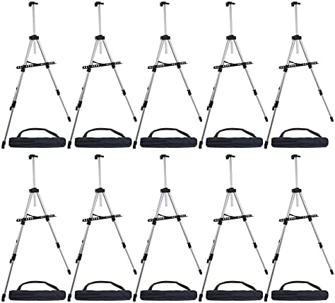US Art Supply 66 Silver Aluminum Tripod Easel 10 Pack