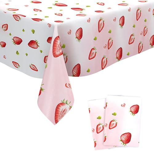 2pcs Strawberry Tablecloth for Birthday Parties