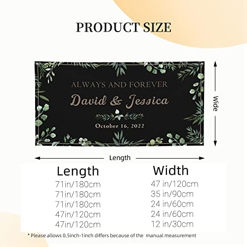 Always and Forever Wedding Banner 47x12 Inch Custom Size Black
