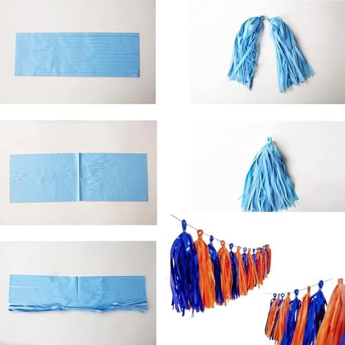 Blue and Orange Tassel Garland Decor Kit