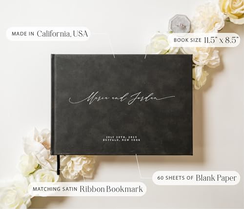MUUJEE Personalized Guestbook - Charcoal Hard Cover with Bookmark