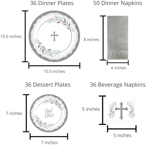 Religious Party Plates Napkins Set for 36 Guests