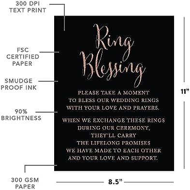 Andaz Press Wedding Party Sign Faux Rose Gold Glitter on Black 85x11-inch 1-Pack Decorations