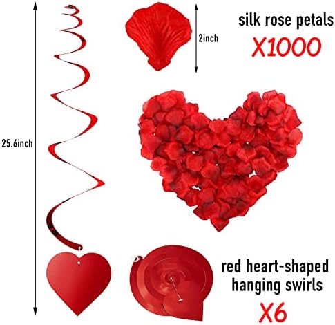 Rainmae Valentine Balloons Kit with 1000 Silk Rose Petals