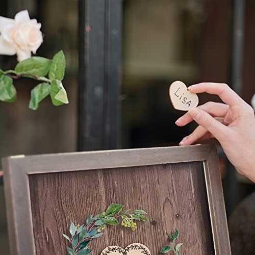 YK Homish Wedding Guest Book with 80 Hearts and Green Wreath