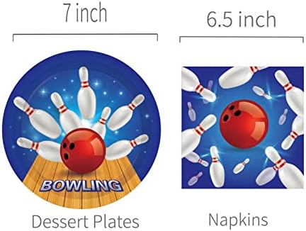 Bowling Themed Party Plates Napkins Set 24 pcs