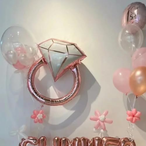 Diamond Ring Foil Balloon Set 5pcs Bridal Shower Decor