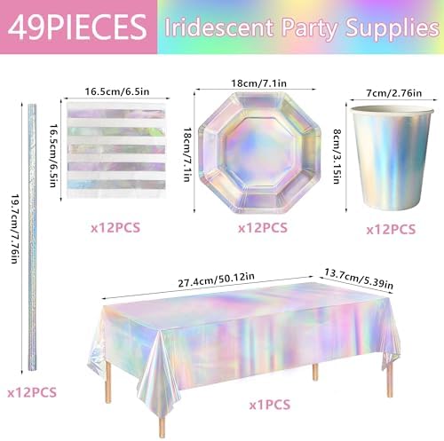 Iridescent Party Supplies Set for 12 Guests