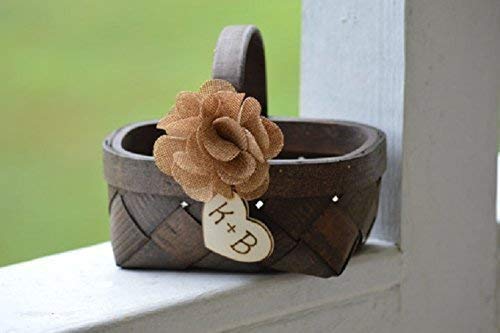 Rustic Flower Girl Basket Country Wedding Decor Burlap Basket