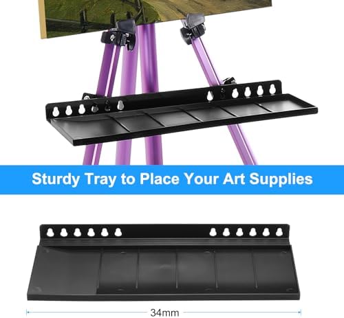 PATIKIL Artist Easel Stand with Detachable Tray Adjustable Height 20-61 Inches Purple