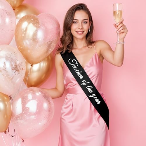 Teacher Thank You Gifts Black Satin Sash for Men Women