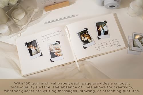Cream Guest Book Design 3 - 95 x 7 Linen Hardcover Guestbook