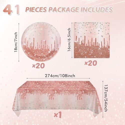 Pink Rose Gold Birthday Party Decor Set for Women