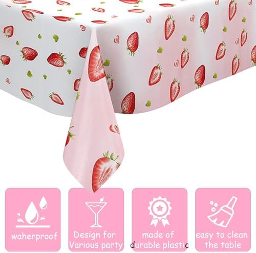 2pcs Strawberry Tablecloth for Birthday Parties