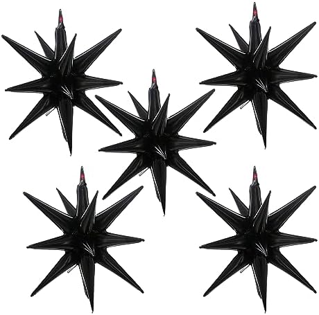 5 Pcs Black Star Balloons for Party Decorations