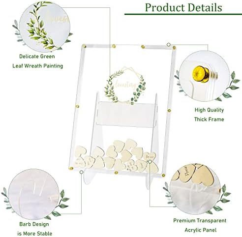 AerWo Wedding Guest Book Alternative with Stand and Hearts