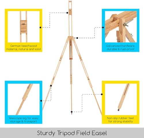 MEEDEN Universal Tripod Easel with Carrying Case - 34 Inch Canvas Holder