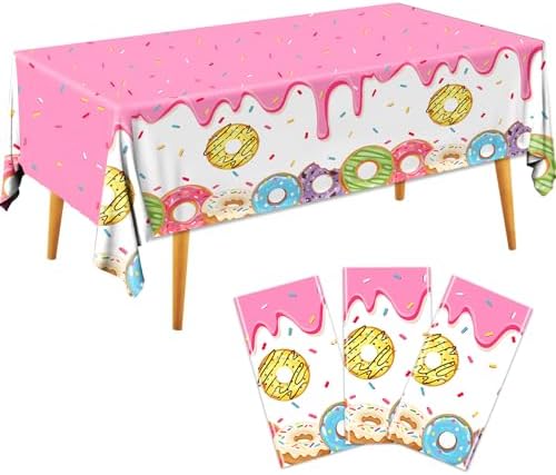 GREHUMOR Donut Birthday Table Covers 3Pcs Set